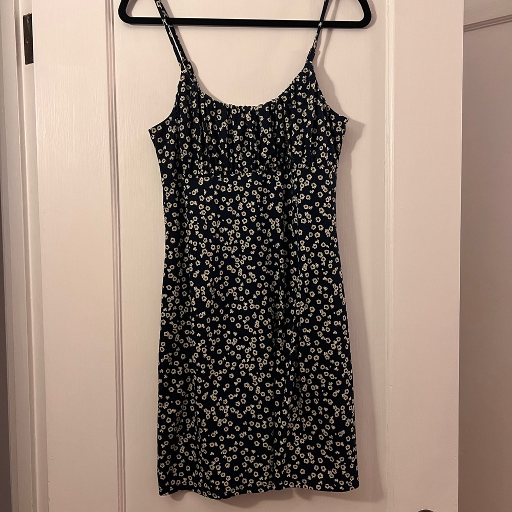 Floral ruched spaghetti strap dress